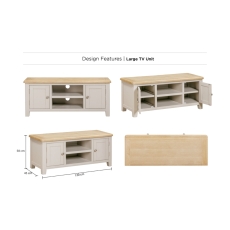 Windermere Painted Oyster Grey Oak Large TV Unit Windermere Painted Oyster Grey Oak Large TV Unit