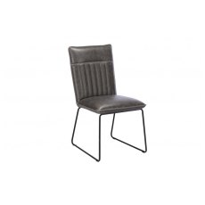 Cooper Leather Dining Chair in Grey (Pair)