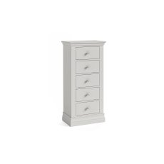 Burgundy Painted Light Grey Tall Chest of 5 Drawers