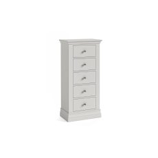 Burgundy Painted Light Grey Tall Chest of 5 Drawers