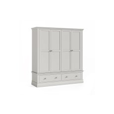 Burgundy Painted Light Grey 4 Door Wardrobe