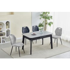 Turin Sintered Stone 130-160cm Extending Dining Table Set & 4 Light Grey Chairs