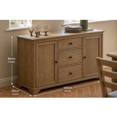 Gallery Direct Malvern Natural Oak 3 Drawer Large Sideboard Gallery Direct Malvern Natural Oak 3 Drawer Large Sideboard