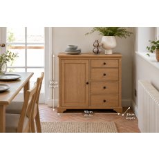 Gallery Direct Malvern Natural Oak 1 Door 4 Drawer Sideboard