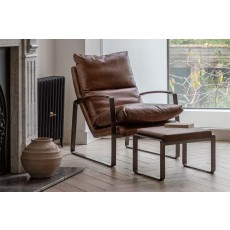 Gallery Direct Fabien Lounger Chair in Brown Leather Gallery Direct Fabien Lounger Chair in Brown Leather