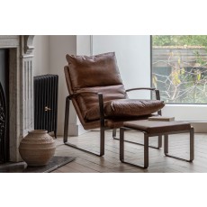 Gallery Direct Fabien Footstool in Brown Leather