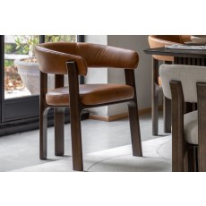 Gallery Direct Onda Walnut Dining Chair in Brown Leather