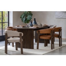 Gallery Direct Onda Walnut Dining Chair in Brown Leather