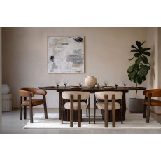 Gallery Direct Onda Walnut Ext 200-250cm Oval Dining Table Set & 6 Chairs (3 Brown + 3 Natural)