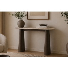 California Dark Oak Console Table with Travertine Top California Dark Oak Console Table with Travertine Top