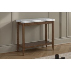 Florence Walnut Stained Oak 70cm Sofa Side Table with Marble Top