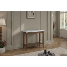 Florence Walnut Stained Oak 70cm Sofa Side Table with Marble Top
