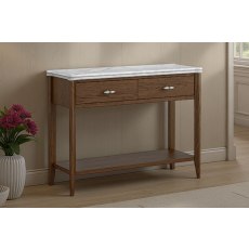 Florence Walnut Stained Oak 100cm Console Table with Marble Top