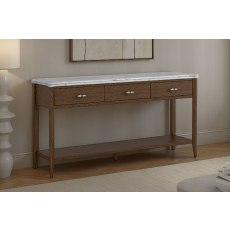 Florence Walnut Stained Oak 150cm Large Console Table with Marble Top