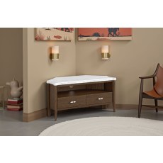 Florence Walnut Stained Oak 100cm Corner TV Unit with Marble Top