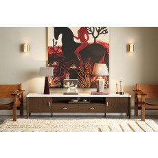 Florence Walnut Stained Oak 210cm Large TV Unit with Marble Top