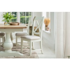 Burford Painted Oak Upholstered X-Back Dining Chairs (Pair)