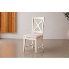 Burford Painted Oak Upholstered X-Back Dining Chairs (Pair)