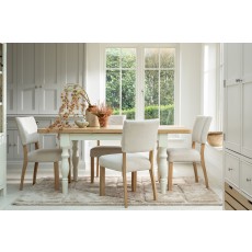 Burford Painted Oak 130-180cm Ext Dining Table Set + 4 Upholstered Chairs