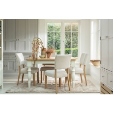 Burford Painted Oak 130-180cm Ext Dining Table Set + 4 Upholstered Chairs