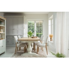 Burford Painted Oak 160-200cm Ext Pedestal Dining Table + 4 Upholstered Chairs