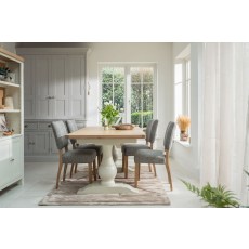 Burford Painted Oak 160-200cm Ext Pedestal Dining Table + 4 Upholstered Chairs Burford Painted Oak 160-200cm Ext Pedestal Dining Table + 4 Upholstered Chairs