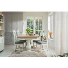 Burford Painted Oak 160-200cm Ext Pedestal Dining Table Set + 4 X-Back Chairs Burford Painted Oak 160-200cm Ext Pedestal Dining Table Set + 4 X-Back Chairs