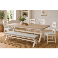 Windsor Country Oak Painted Cross-Leg 200-245cm Ext Dining Table Set Windsor Country Oak Painted Cross-Leg 200-245cm Ext Dining Table Set