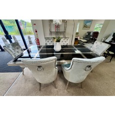 Ex-Display Liskeard - Chrome Glass Dining Table + 6 Chairs
