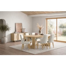 Cara Oak Large 200-245cm Extending Dining Table Set + 6 Luna Dining Chairs in Beige Cara Oak Large 200-245cm Extending Dining Table Set + 6 Luna Dining Chairs in Beige