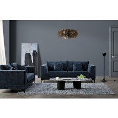 Lenox 3 Seater Sofa in Aegean Blue Velvet