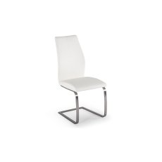 India White Dining Chair with Brushed Steel Legs
