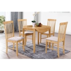 Alaska Oak Finish Round Drop Leaf Table