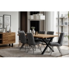 Forge Industrial 190 Dining Table Set & 6 Grey Dining Chairs Forge Industrial 190 Dining Table Set & 6 Grey Dining Chairs