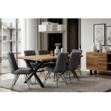 Forge Industrial 150 Dining Table Set & 4 Grey Dining Chairs Forge Industrial 150 Dining Table Set & 4 Grey Dining Chairs