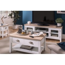 Chester Oak Painted White - Large TV Unit 120cm Wide| F&B All White