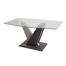 Zen Glass Dining Table Set & 4 Dining Chairs in Champagne