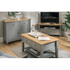 Chester Oak Painted Grey - Low Bookcase 70cm Wide| Moles Breath Grey