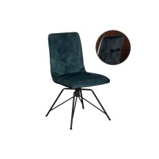 Lola Swivel Velvet Teal Blue Dining Chair (Pair)