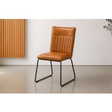 Cooper Leather Dining Chair in Tan (Pair)