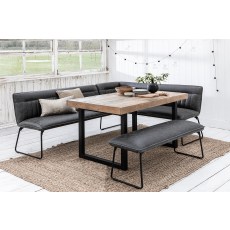 Nixon Reclaimed Wood 135cm Dining Table Set with Cooper Corner Bench & Low Bench in Grey