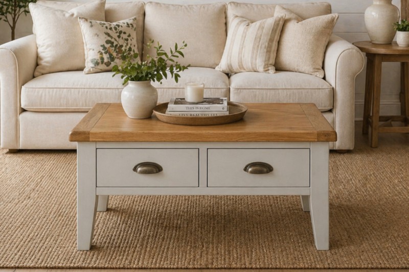 Cotswold Grey Painted Oak Coffee Table Cotswold Grey Painted Oak Coffee Table