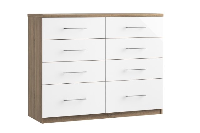 Calgary High-Gloss 8 Drawer Twin Chest of Drawers Calgary High-Gloss 8 Drawer Twin Chest of Drawers