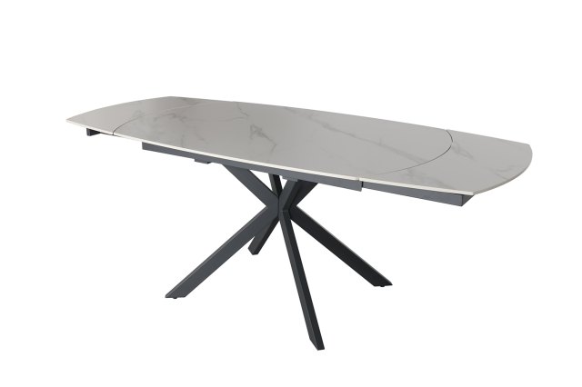 Sintered Stone 140-200cm Twist Extending Dining Table in White Sintered Stone 140-200cm Twist Extending Dining Table in White
