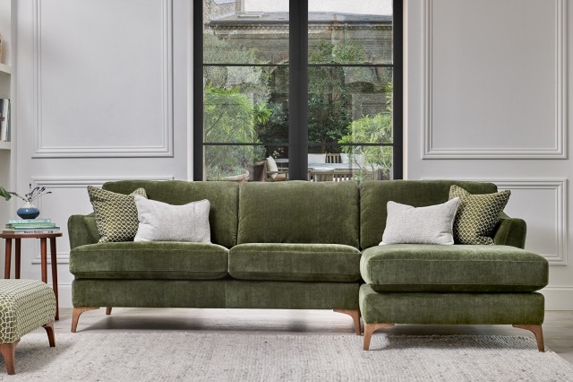 Hampton Velvet Upholstered 3 Seater Chaise Sofa Hampton Velvet Upholstered 3 Seater Chaise Sofa