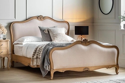 Gallery Direct Chic Weathered Linen Upholstered Bed Frame Gallery Direct Chic Weathered Linen Upholstered Bed Frame