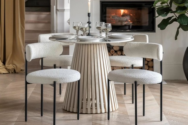 Gallery Direct Soho Mango Wood Round Dining Table with Marble Top Gallery Direct Soho Mango Wood Round Dining Table with Marble Top