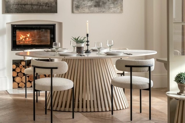 Gallery Direct Soho Mango Wood Oval Dining Table with Marble Top Gallery Direct Soho Mango Wood Oval Dining Table with Marble Top