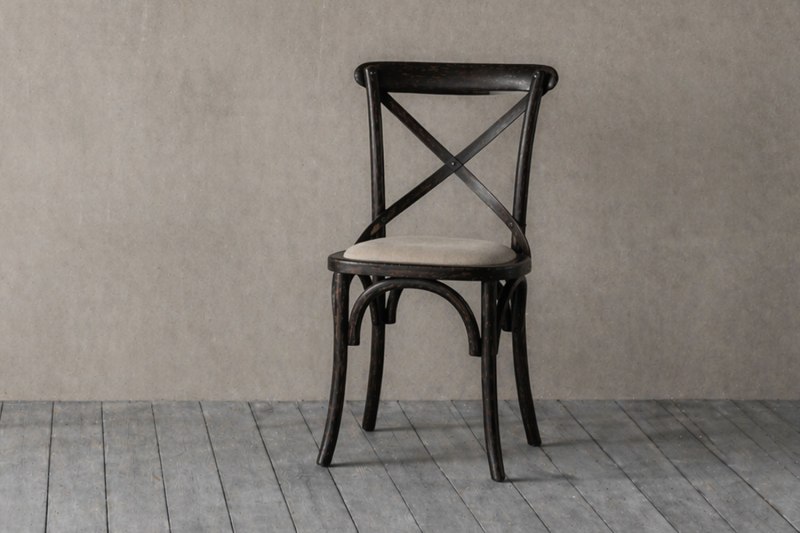 Gallery Direct Set of 2 Cafe Black Oak Dining Chairs with Linen Seat Gallery Direct Set of 2 Cafe Black Oak Dining Chairs with Linen Seat