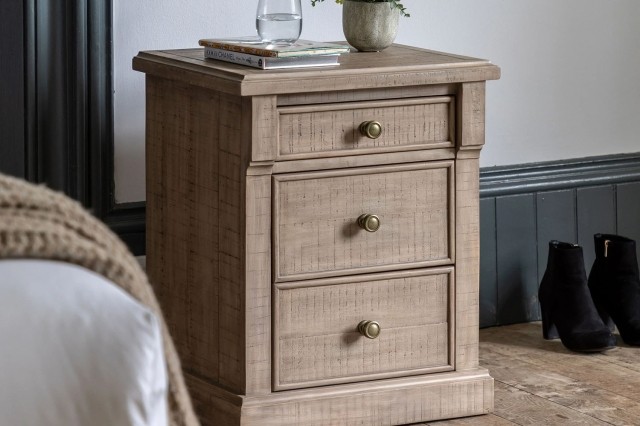 Gallery Direct Vancouver Rustic 3 Drawer Bedside Table Gallery Direct Vancouver Rustic 3 Drawer Bedside Table